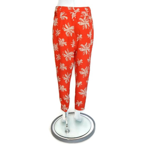 VIVA VENA Tropical Festival Orange Drawstring Loose Fit Pants Pleated Womens - 6 - Picture 4 of 5